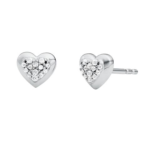 silver love heart michael kors earrings|michael kors silver drop earrings.